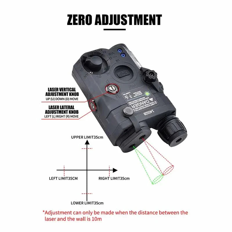 Tactical Airsoft PEQ-15 PEQ15 LA5C Red Dot Green Blue IR Fill Light Laser Indicator Weapon Scout Light LED Strobe Flashlight PEQ