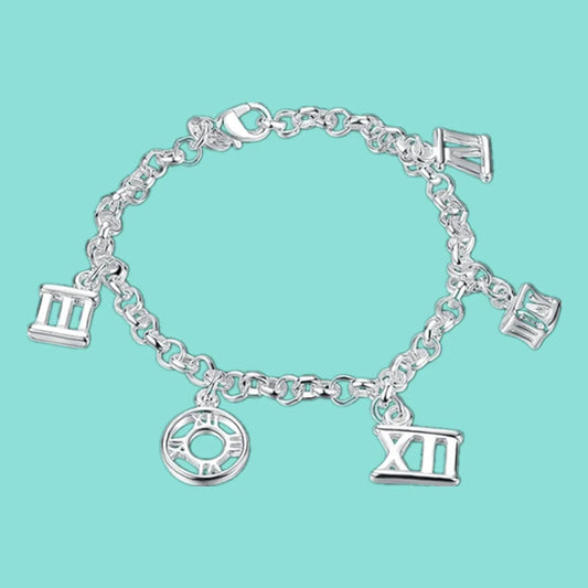 925 Sterling Silver Five Roman Numerals Bracelet For Women Charm Wedding Party Fashion Jewelry Gift