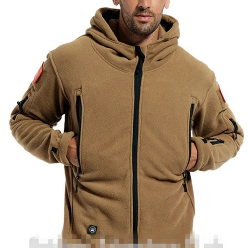 Men Winter Thermal Fleece US Military Tactical Jacket Outdoors Sports Hooded Coat Hiking Hunting Combat Camping Army Soft Shell