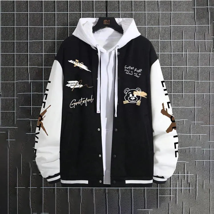 Men's Spring and Autumn Baseball Coat Loose Casual  Jackets for Men