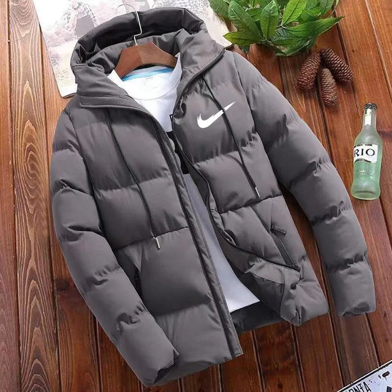 2024 Men's High Quality Classic Fashion New Zipper Printed Hooded Cotton Padded Jacket