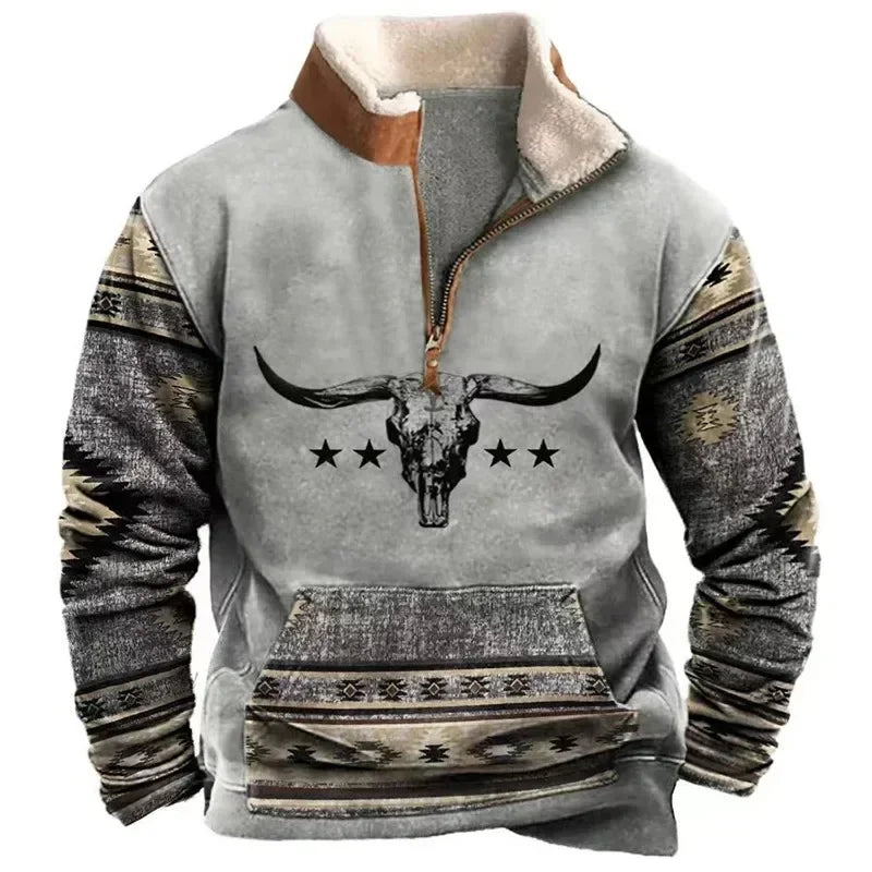 Vintage Patchwork Sweatshirts Men Fleece Hoodie Fall Casual Long Sleeve Zipper Sweatshirt Men's Clothing Winter Leisure Pullover