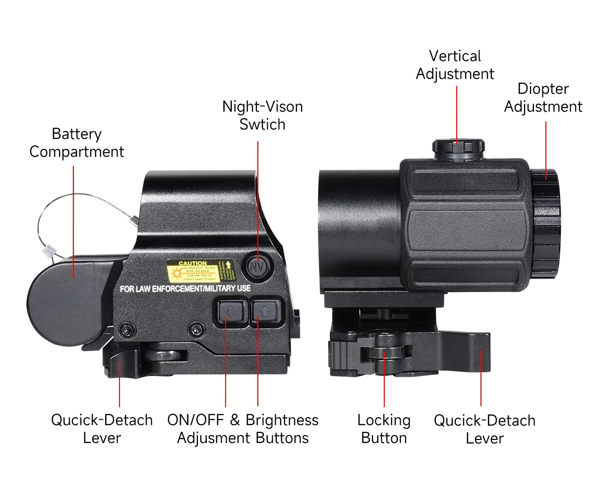 Eotech 558 Holographic Collimator Red Dot Sight G43/G33 3X G45 5X Magnifier Airsoft Equipments Hunting W/20mm Mount& QD Lever