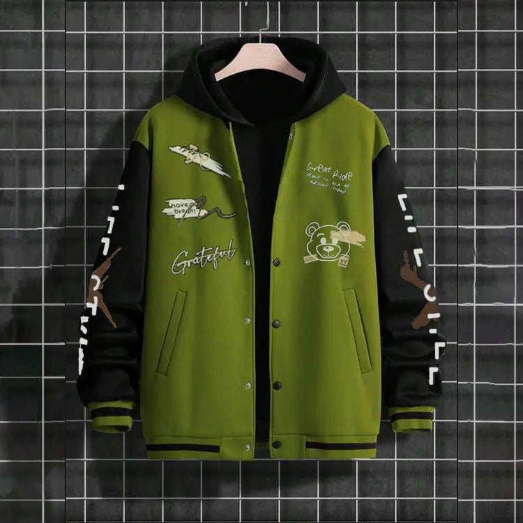 Men's Spring and Autumn Baseball Coat Loose Casual  Jackets for Men