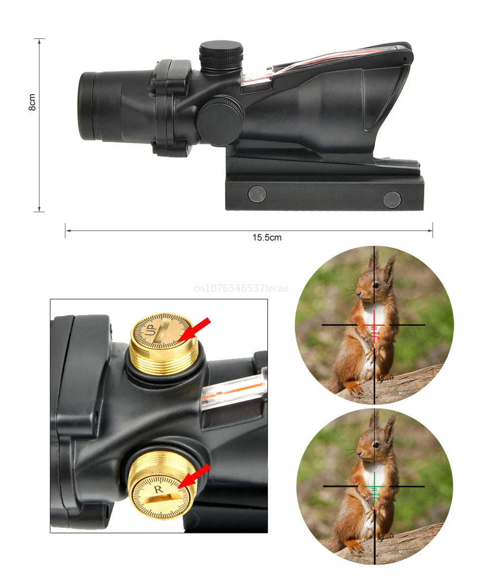 Trijicon ACOG 4X32 With RMR Real Fiber Optics Red Green Dot Illuminated Chevron Glass Etched Reticle Rifle Scope Hunting Sight