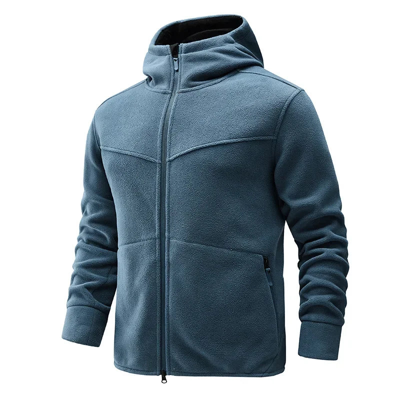 Autumn 2023 New Fleece Warm Coat Men Spring Windproof Casual Slim Jacket Men Hooded Polar Fleece Jacket Men Clothing