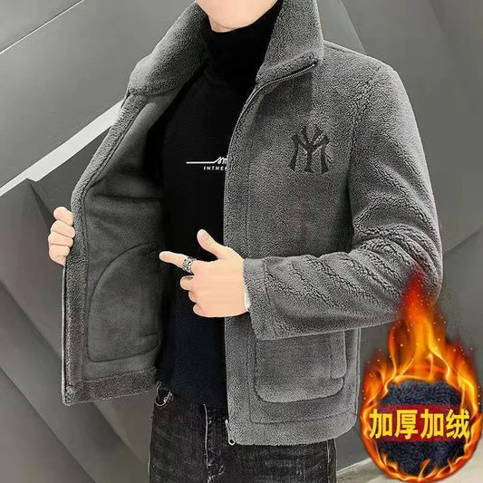 2024 New Hot Selling Autumn And Winter Popular Men's Imitation Lambing Wool Jacket With Thick Wool Collar For Men's Winter Jacke