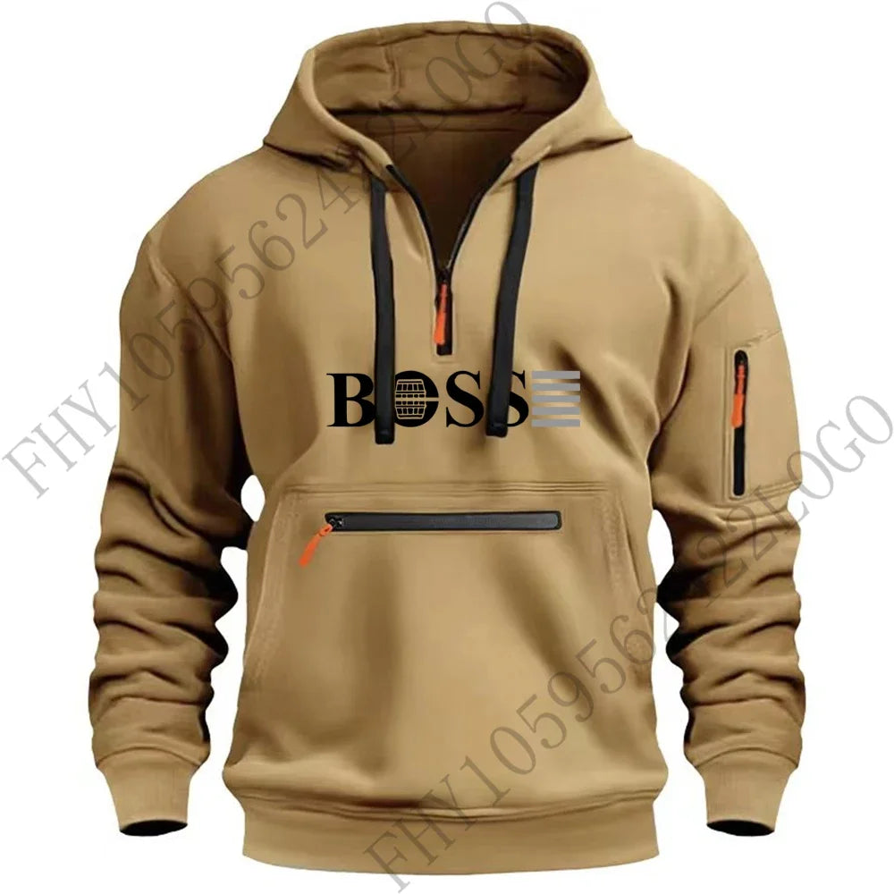 Autumn and winter new digital printed men's leisure sports multi-zip hooded long-sleeved hoodie European size pullover clothing