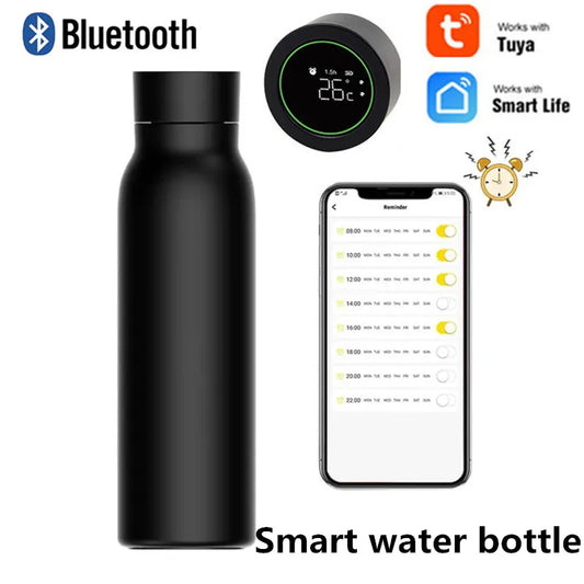 Tuya Bluetooth Smart Water Cup LCD Temperature Display Water Consumption Record Keep Warm Bottle Works With Tuya Smart Life APP