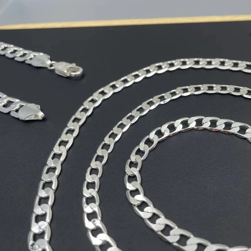 Wholesale 925 Sterling Silver Necklace 2-12mm Width 40-75cm Long Chain Lobster Clasp Men and Women Engagement Jewelry