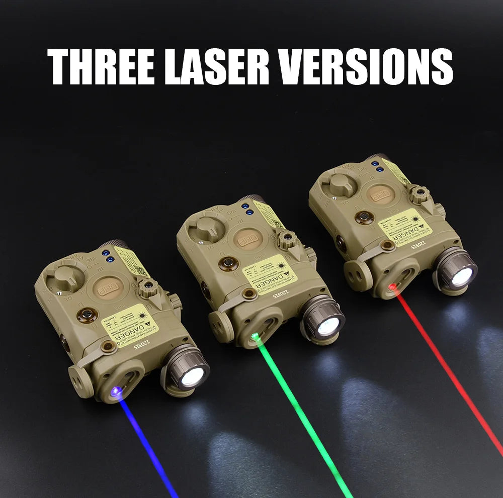 Tactical Airsoft PEQ-15 PEQ15 LA5C Red Dot Green Blue IR Fill Light Laser Indicator Weapon Scout Light LED Strobe Flashlight PEQ