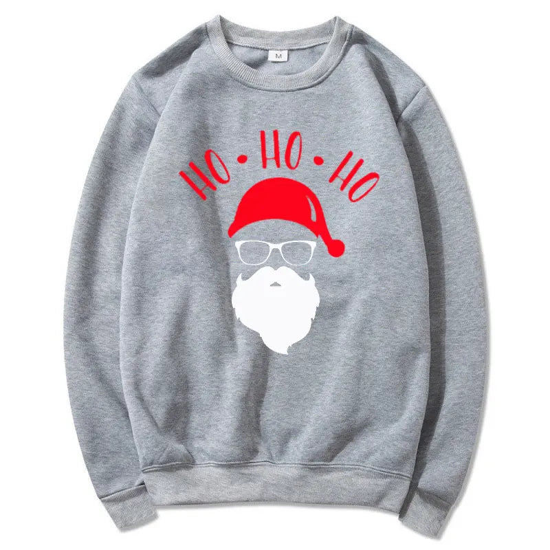 Christmas Cute Cartoon Santa Ho Ho Ho Sweatshirts men/women Autumn Winter Fleece Sweatshirts Casual Hoodies Crewneck Pullovers