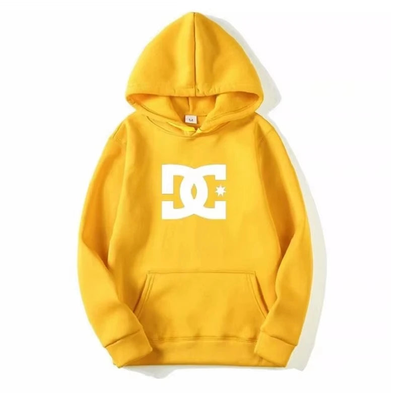 DC Letter Men's Hoodie Men's and Women's Fashion Simple Long Sleeve Sweatshirt Autumn and Winter Street Trend Large Gym Hoodie