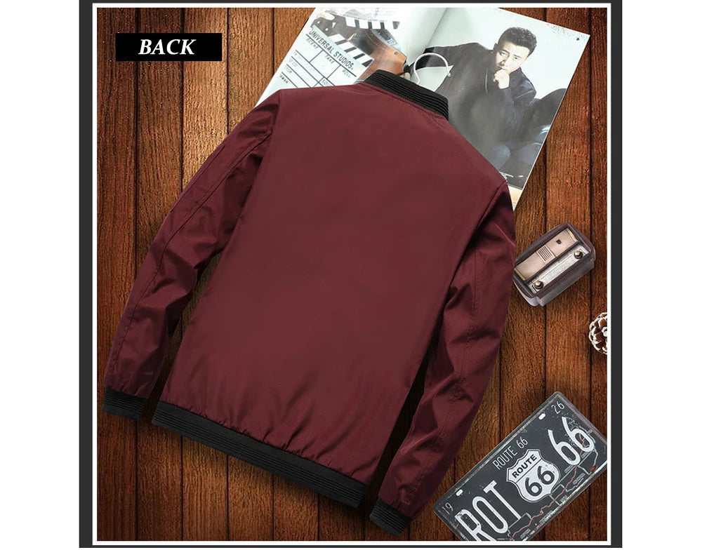 Spring Autumn Men's Bomber Jacket Casual Lightweight Jacket For Men Sports Windbreaker Zip Up Coat with Pockets Clothing