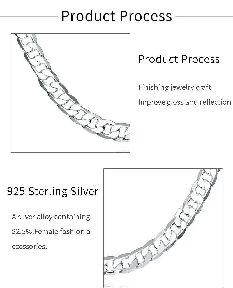 Wholesale Men's 925 Sterling Silver Necklace 2/4/6/8/10/12MM 40-75cm Chain Lobster Clasp Man Boy Women Engagement Jewelry