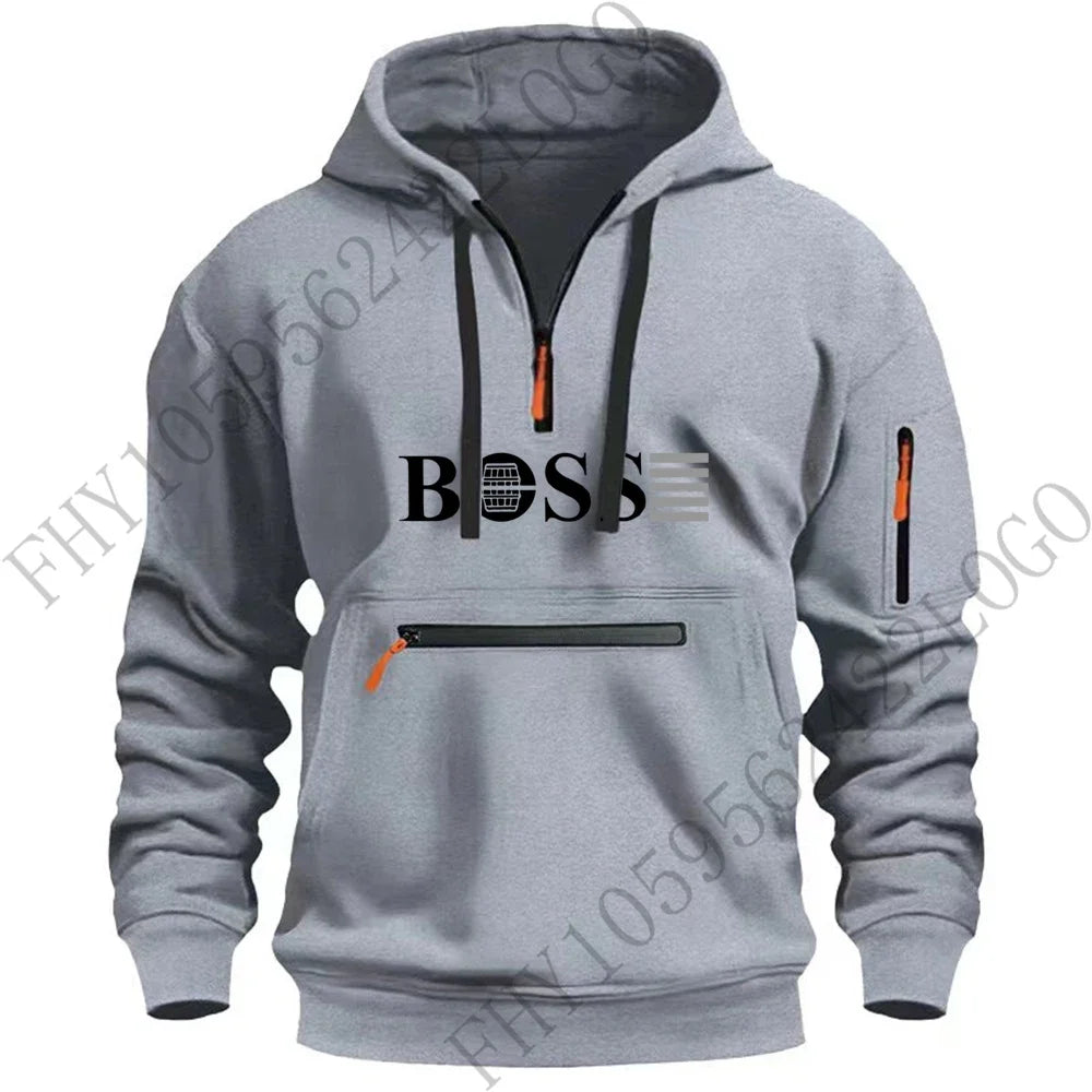 Autumn and winter new digital printed men's leisure sports multi-zip hooded long-sleeved hoodie European size pullover clothing