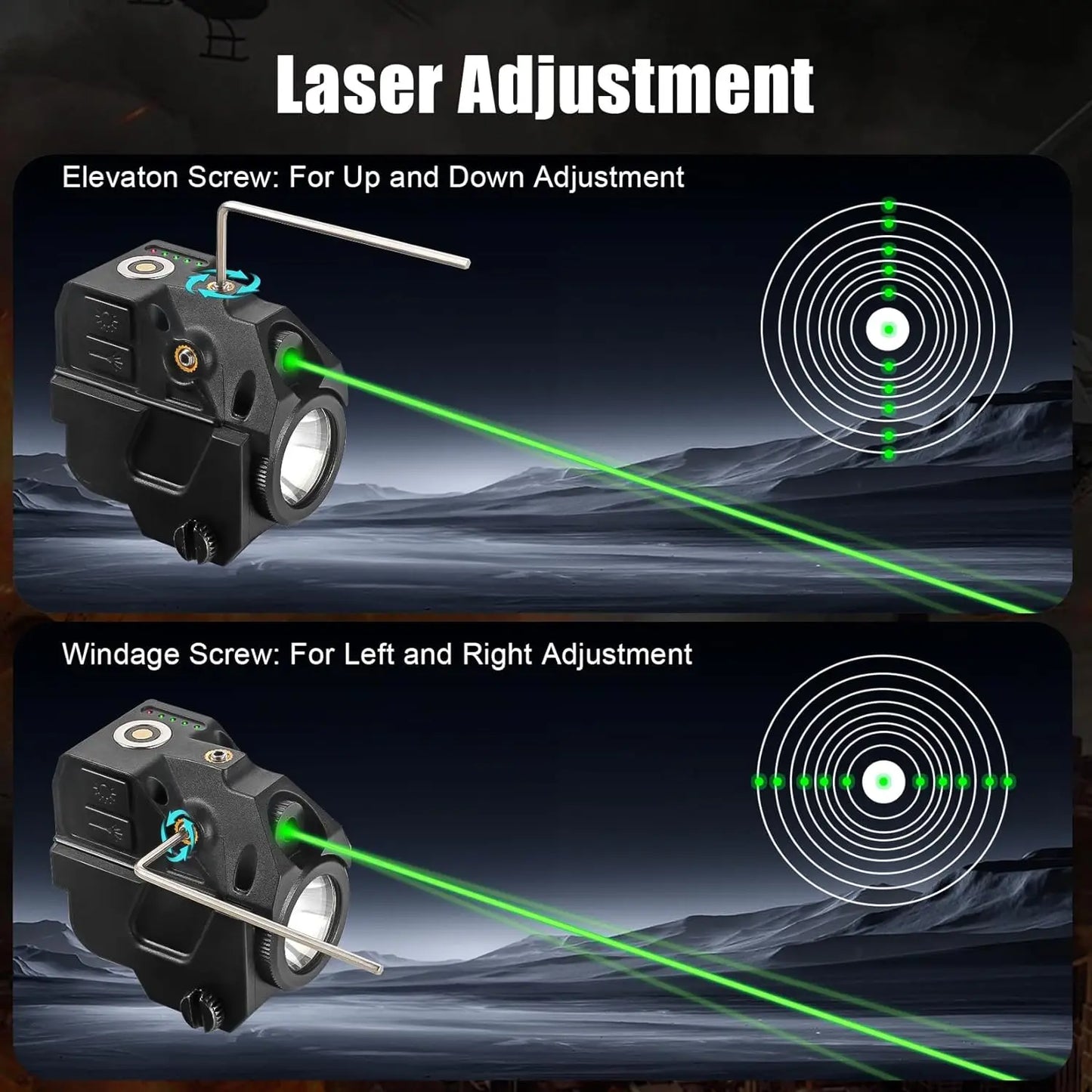 Flashlight laser sight, pistol magnetic charging green dot laser sight, compact laser combination with built-in lithium battery