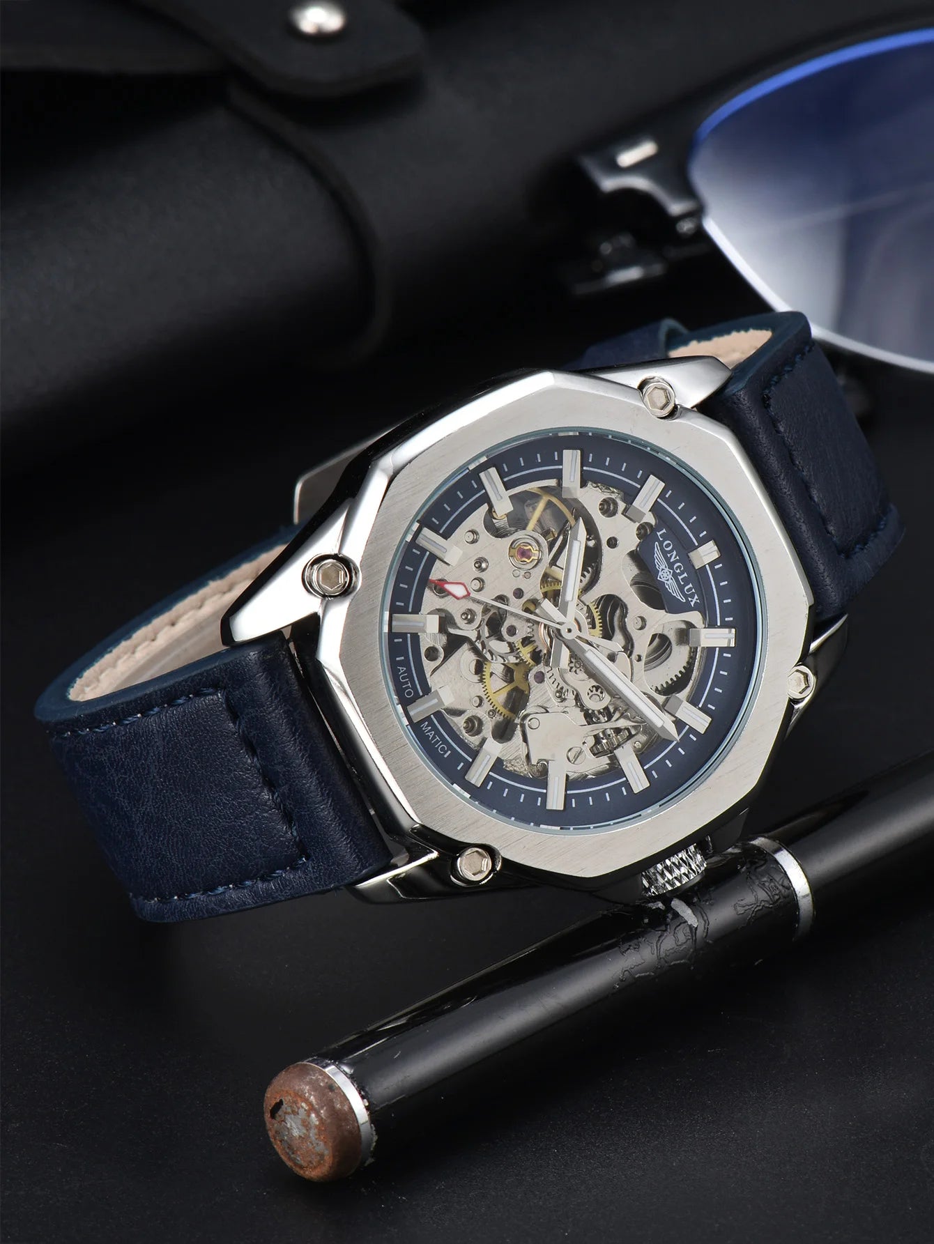 fashion hollow leather mens watch men gift