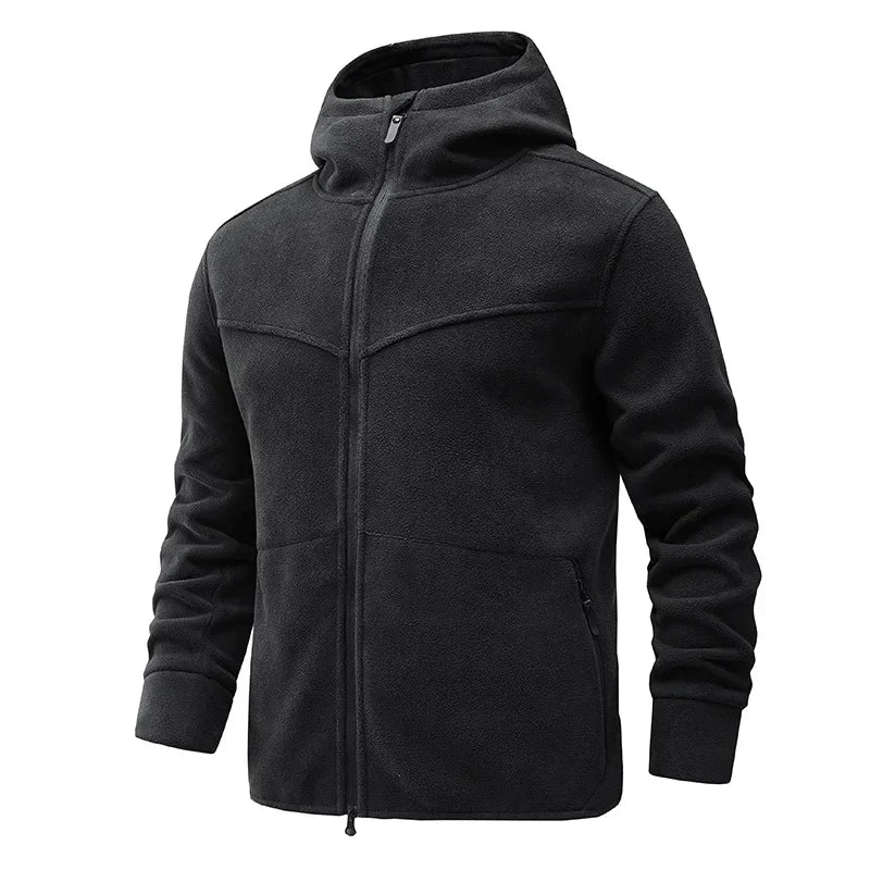 Autumn 2023 New Fleece Warm Coat Men Spring Windproof Casual Slim Jacket Men Hooded Polar Fleece Jacket Men Clothing