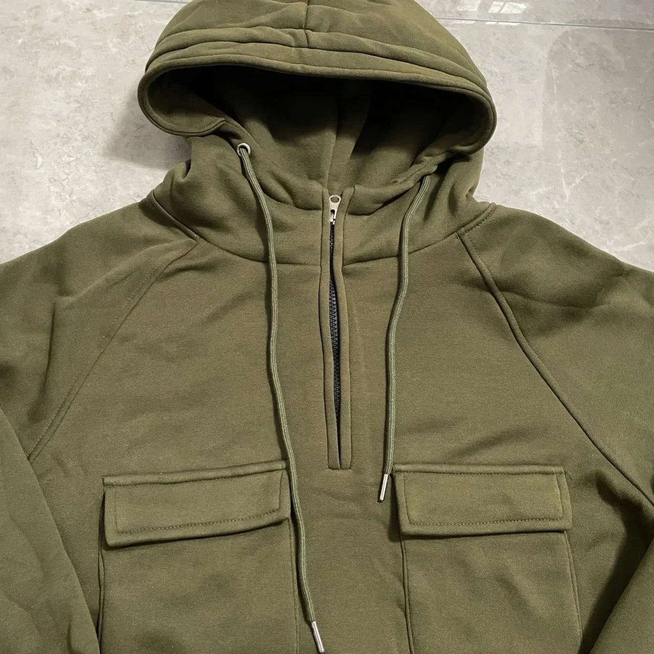 Half Zipper Men's Tactical Hoodies Solid Warm Fleece Military Sweatshirts Multi Pockets Male Hooded Jackets Thick Outdoor Polar