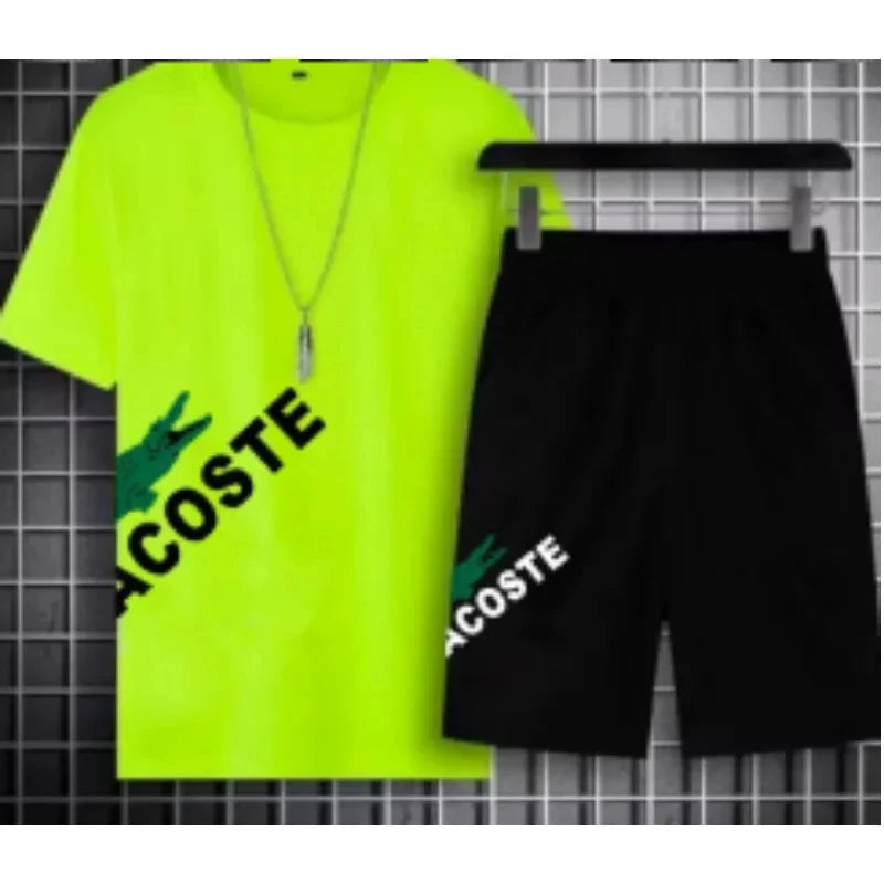 2024 New Summer Men's Set Fashion Sportswear  Short Sleeved T-shirt+Sports Shorts Set Men's Casual Clothing  Jogging