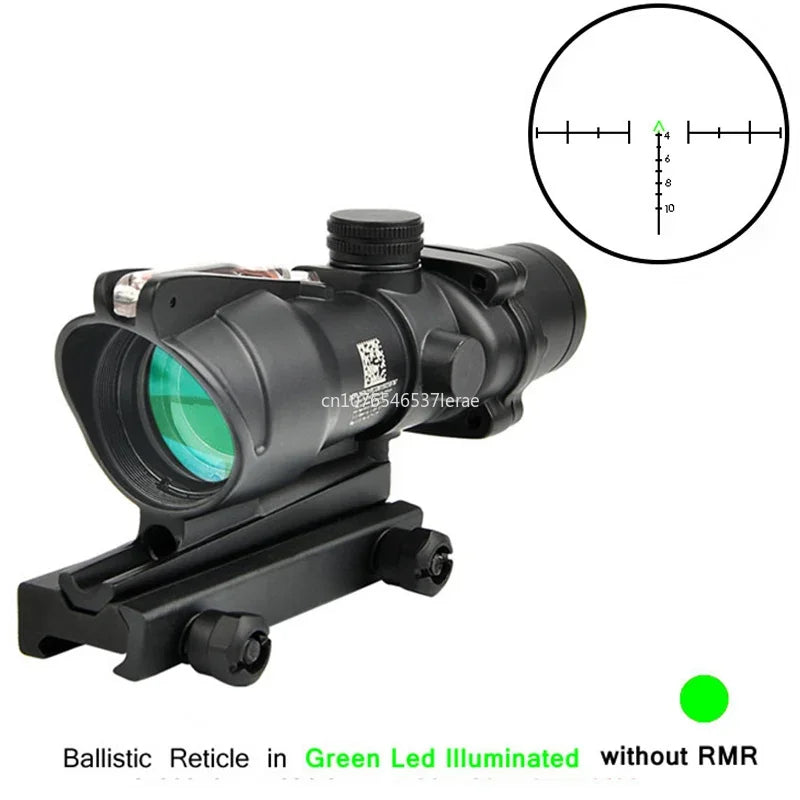 Trijicon ACOG 4X32 With RMR Real Fiber Optics Red Green Dot Illuminated Chevron Glass Etched Reticle Rifle Scope Hunting Sight