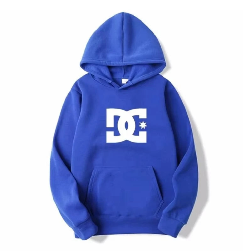 DC Letter Men's Hoodie Men's and Women's Fashion Simple Long Sleeve Sweatshirt Autumn and Winter Street Trend Large Gym Hoodie