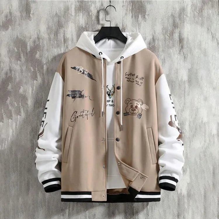 Men's Spring and Autumn Baseball Coat Loose Casual  Jackets for Men