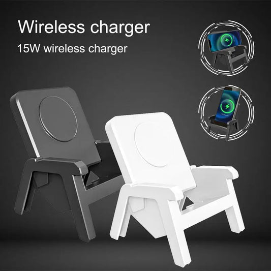 Chair Wireless Charger Portable Mini Vertical Desk Creative Gift Mobile Phone 15W Loudspeaker Wireless Charger