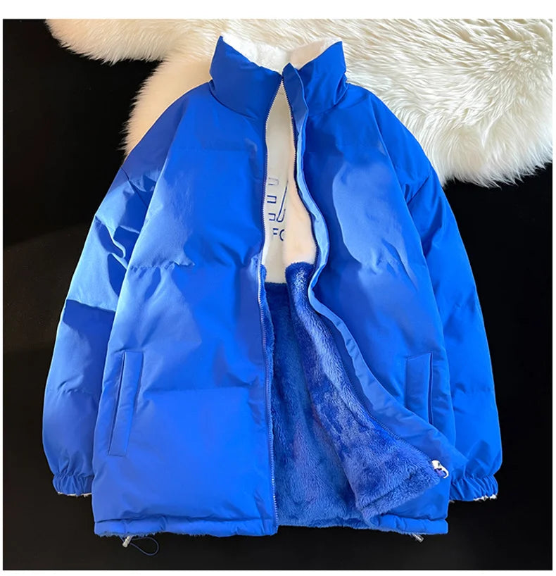 Men padded Clothing Autumn Winter New Solid Color Double Sided Wearable Design Outdoor Travel Stand Collar Coat Men Warm Jacket