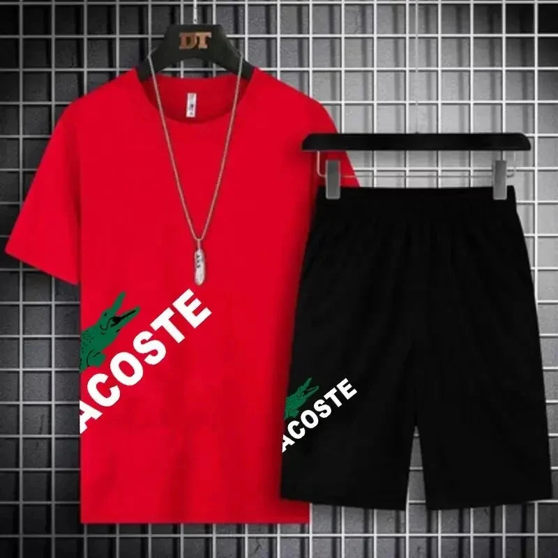 2024 New Summer Men's Set Fashion Sportswear  Short Sleeved T-shirt+Sports Shorts Set Men's Casual Clothing  Jogging