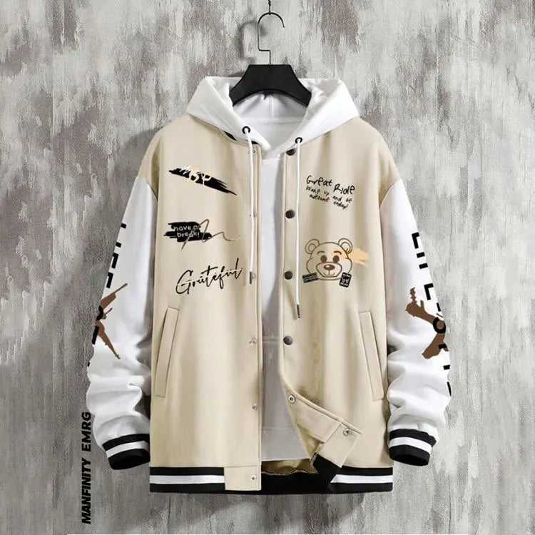 Men's Spring and Autumn Baseball Coat Loose Casual  Jackets for Men