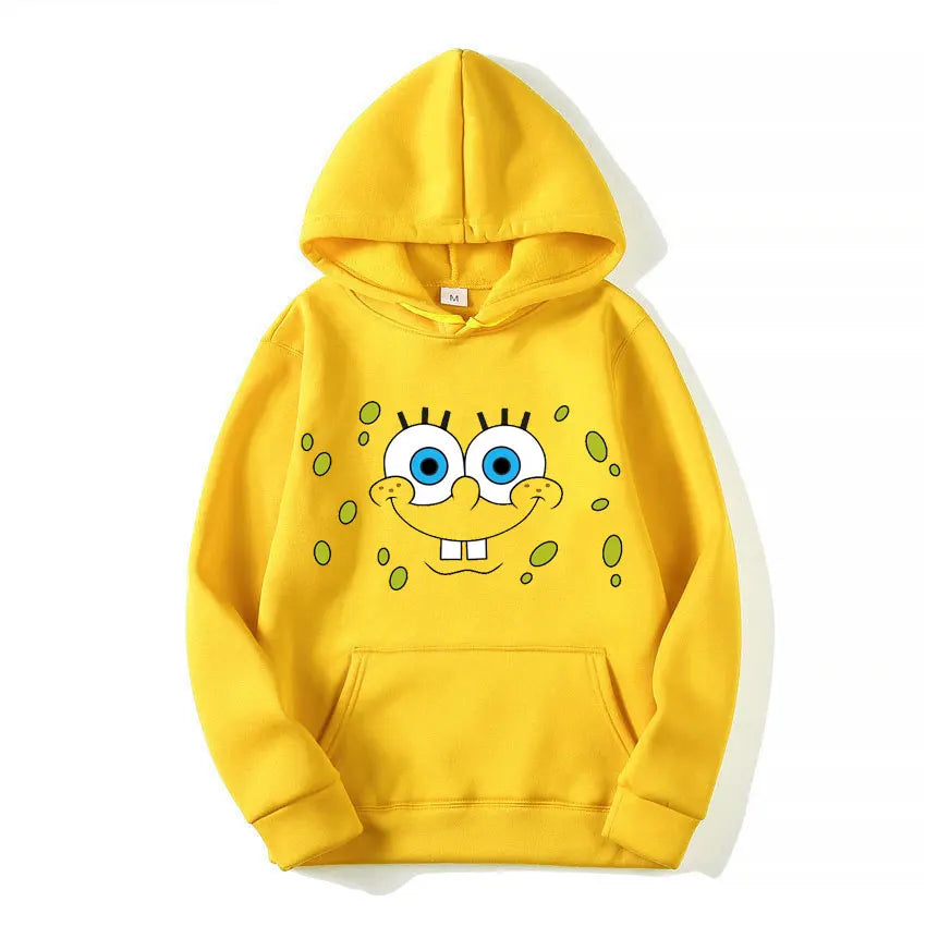 SpongeBob Cartoon Anime Women Hoodie 2024 New Fashion Yellow Men Pullover Tops Spring Autumn Couple Sweatshirt Clothing