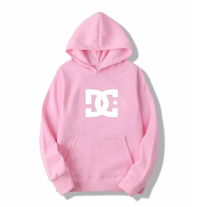 DC Letter Men's Hoodie Men's and Women's Fashion Simple Long Sleeve Sweatshirt Autumn and Winter Street Trend Large Gym Hoodie