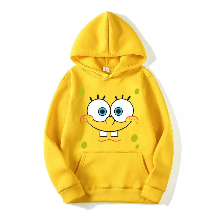 SpongeBob Cartoon Anime Women Hoodie 2024 New Fashion Yellow Men Pullover Tops Spring Autumn Couple Sweatshirt Clothing