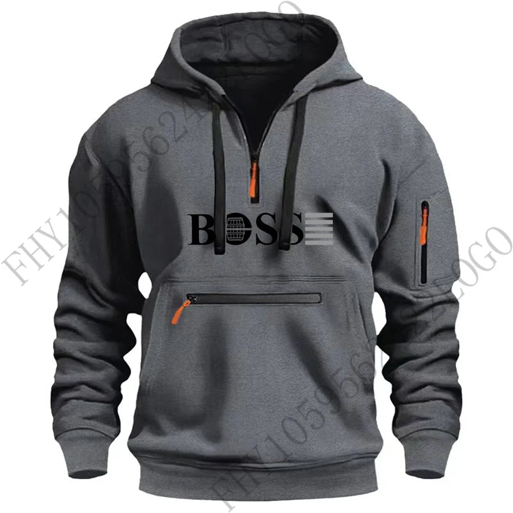 Autumn and winter new digital printed men's leisure sports multi-zip hooded long-sleeved hoodie European size pullover clothing