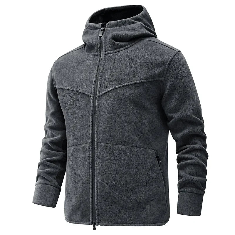 Autumn 2023 New Fleece Warm Coat Men Spring Windproof Casual Slim Jacket Men Hooded Polar Fleece Jacket Men Clothing