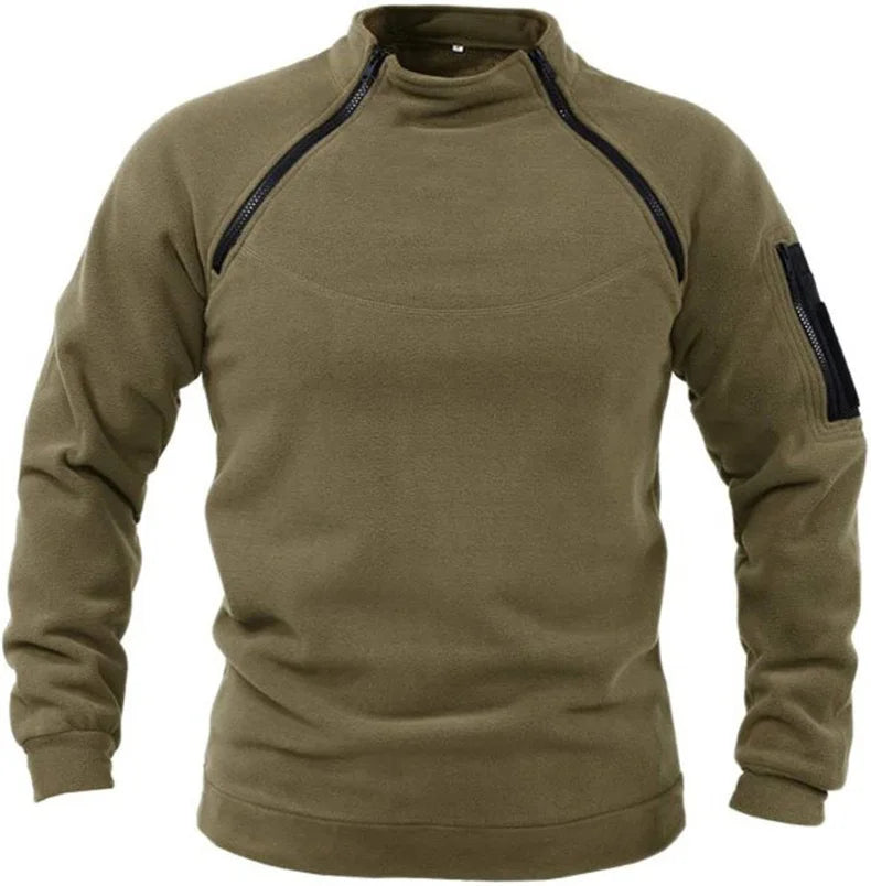 Winter Mens Military Sweatshirt Fleece Zipper Pullover Fashion Men's Solid Color Loose Lamb Thick Jacket Men Clothing Streetwear