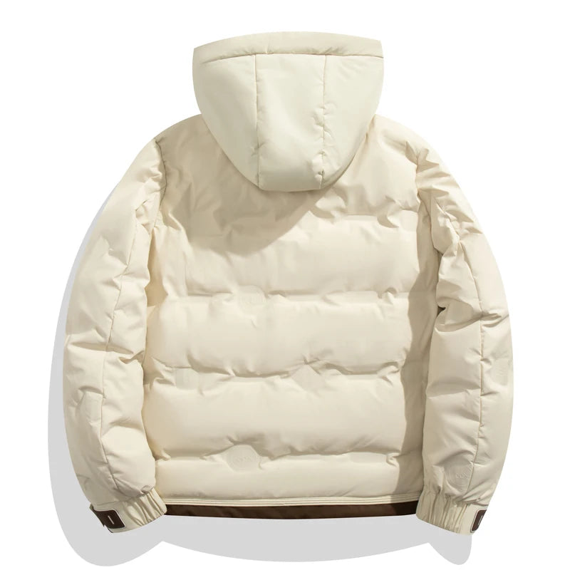 Men Hooded Down Jacket Hip Hop Color Blocked Puffer Outwear Coats Harajuku Streetwear Loose Warm White Duck Down Jacket Man