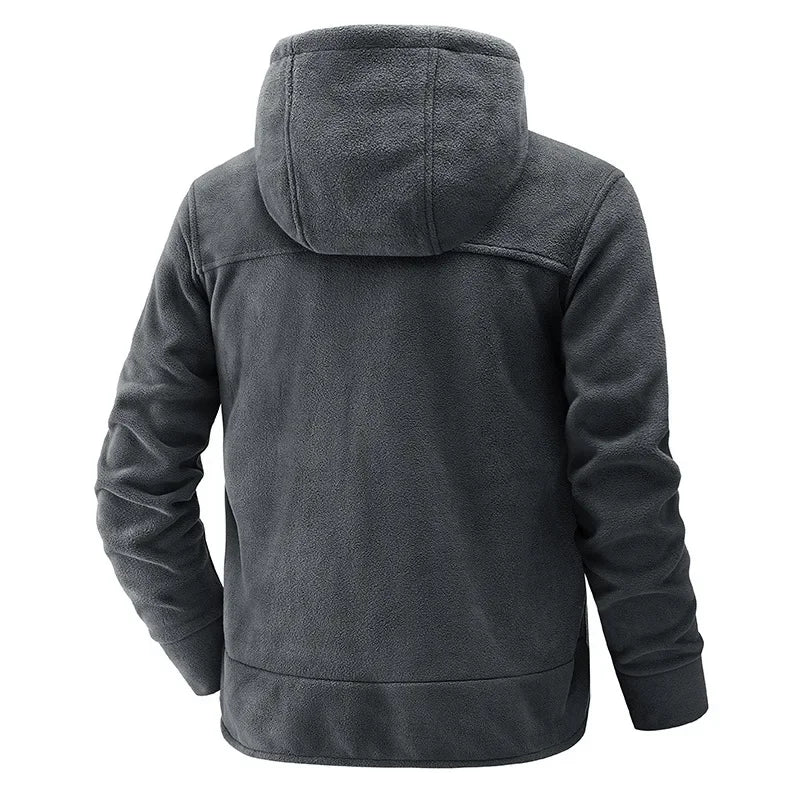 Autumn 2023 New Fleece Warm Coat Men Spring Windproof Casual Slim Jacket Men Hooded Polar Fleece Jacket Men Clothing