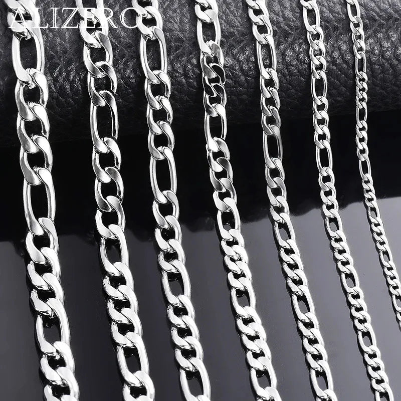 Wholesale 925 Sterling Silver Necklace 2-12mm Width 40-75cm Long Chain Lobster Clasp Men and Women Engagement Jewelry