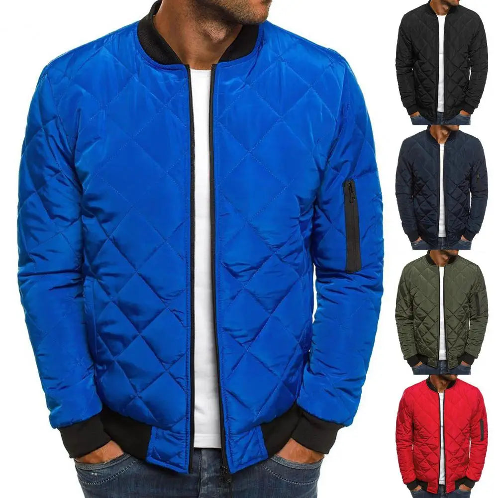 Popular  Men Jacket Coat Stand Collar Solid Color Jacket Coat Slim Fit Comfy Jacket Coat for Working