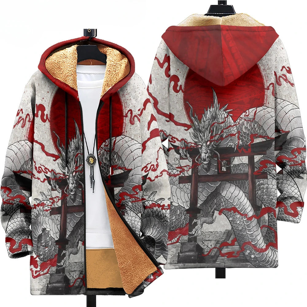 Men Cardigans Coats Grid Lattice Pattern Art Graphics Printed Plush Thick Winter Jackets Casual Streetwear Unisex Clothing