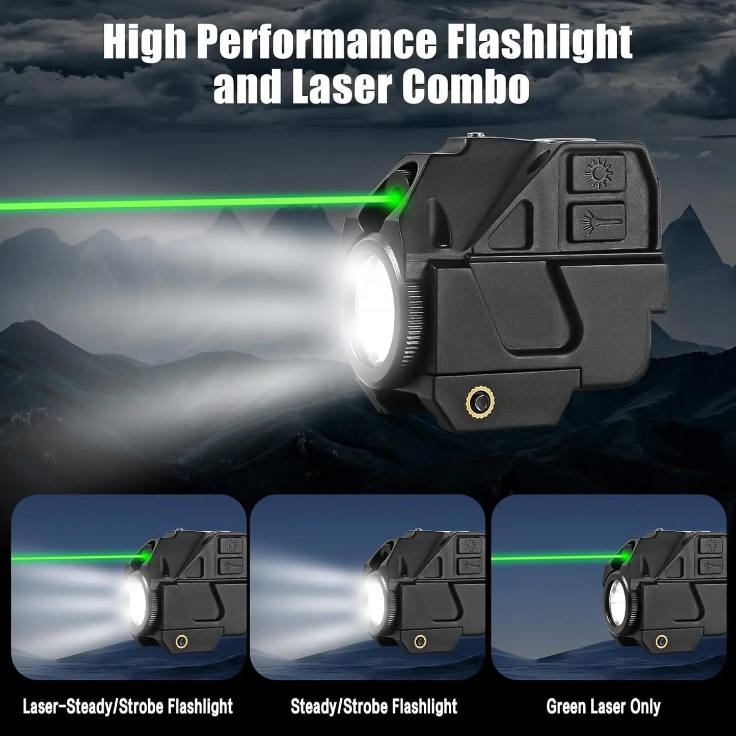 Flashlight laser sight, pistol magnetic charging green dot laser sight, compact laser combination with built-in lithium battery