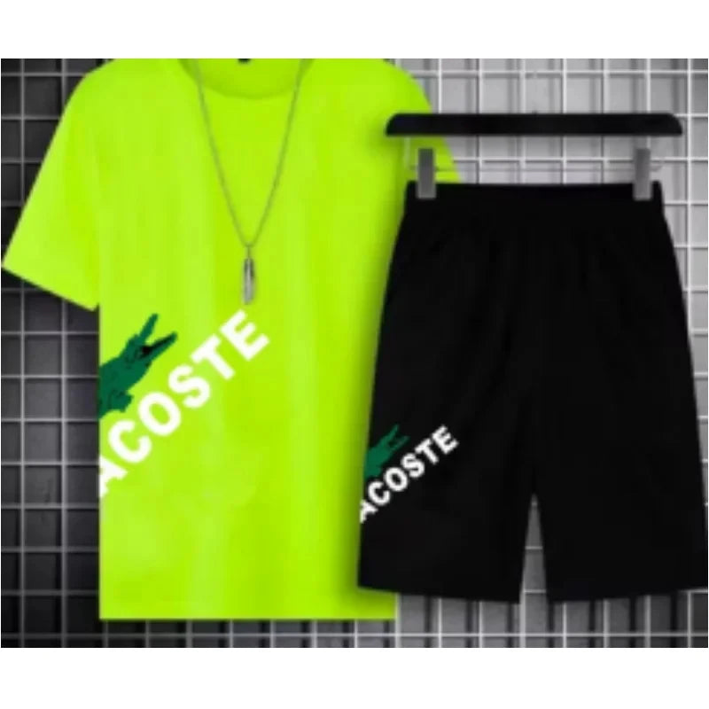 2024 New Summer Men's Set Fashion Sportswear  Short Sleeved T-shirt+Sports Shorts Set Men's Casual Clothing  Jogging