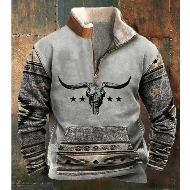 Vintage Patchwork Sweatshirts Men Fleece Hoodie Fall Casual Long Sleeve Zipper Sweatshirt Men's Clothing Winter Leisure Pullover