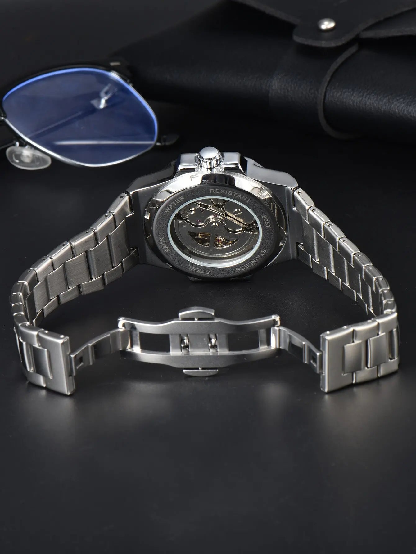 LONGLUX automatic watch luxury wholesale mechanical wristwatches stainless steel skeleton waterproof  mens watch men gift