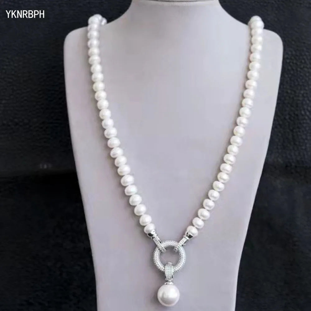 YKNRBPH 2023 Nwest Real Freshwater Pearl Necklace For Women Elegant Micro-inlaid Zircon Detached Sweater Chain Fine Jewelry Gift