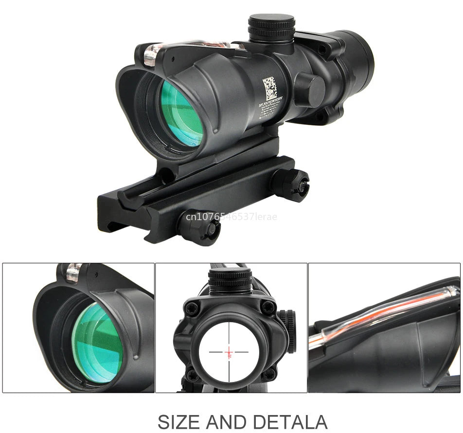 Trijicon ACOG 4X32 With RMR Real Fiber Optics Red Green Dot Illuminated Chevron Glass Etched Reticle Rifle Scope Hunting Sight