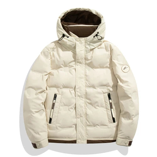 Men Hooded Down Jacket Hip Hop Color Blocked Puffer Outwear Coats Harajuku Streetwear Loose Warm White Duck Down Jacket Man